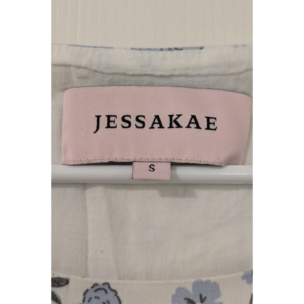 JessaKae Woodhouse Wildflower Cotton Midi Dress Women's Size S -Blue & White - Picture 6 of 8